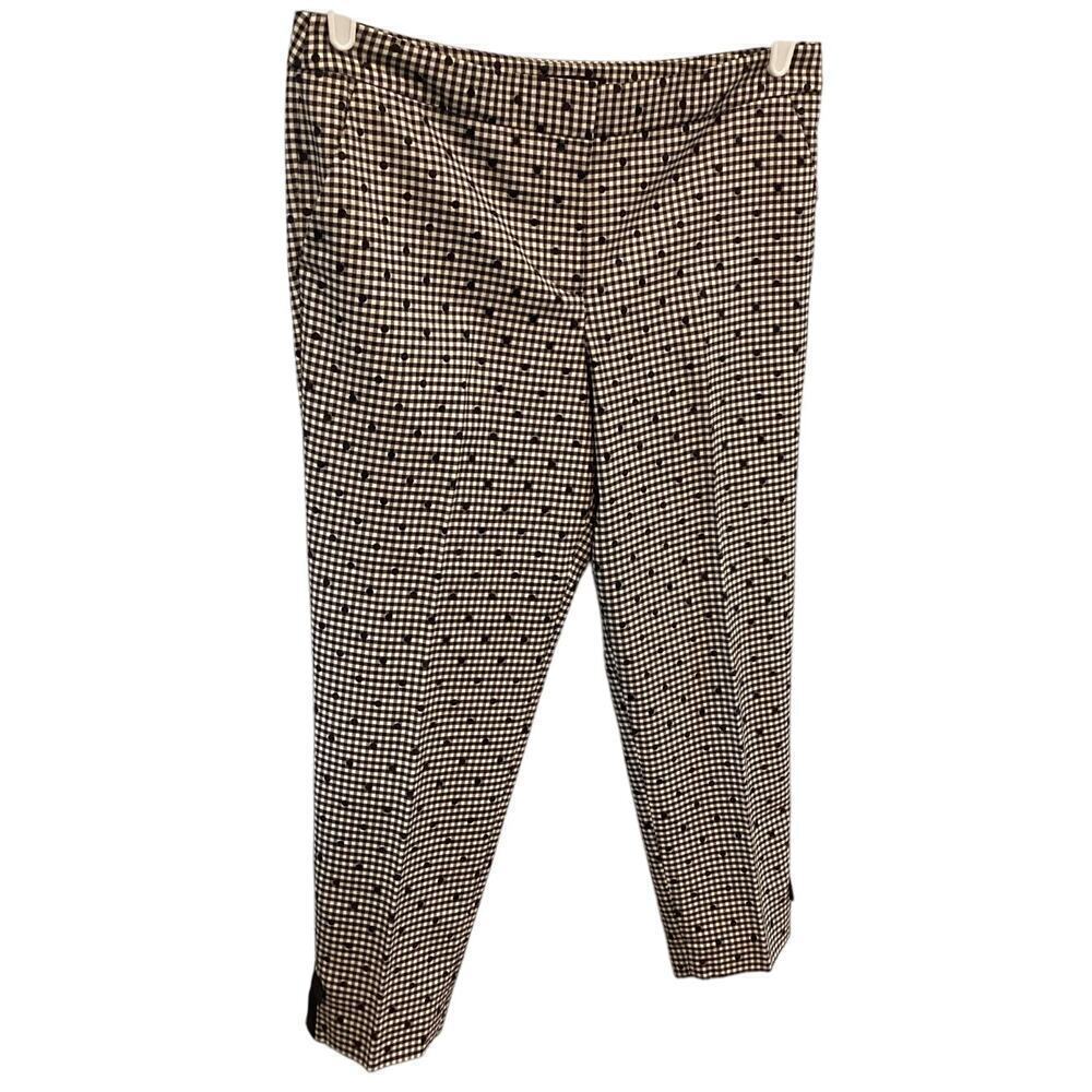 Talbots Womens Capri Pants Size 10P 10 Black White Bow Polka Dot‎ Gingham Preppy